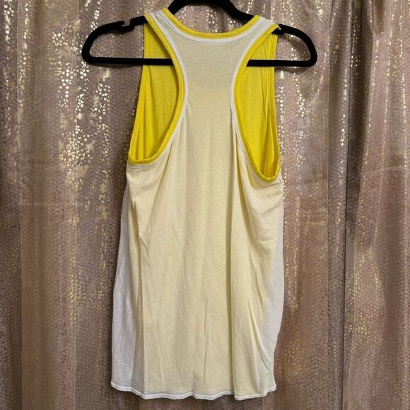 Helmut Lang Yellow White Devotee Tank Top Blouse Size Medium - Picture 2 of 8